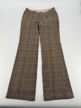 Rogan Brown Plaid Wool Flare Dress Pants Size 27